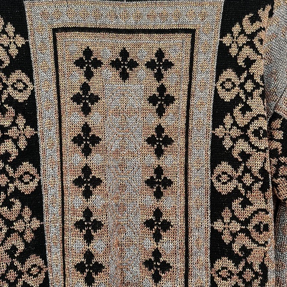 David David Vintage Metallic Cotton Sweater Rhinestones Size Medium - Picture 4 of 11